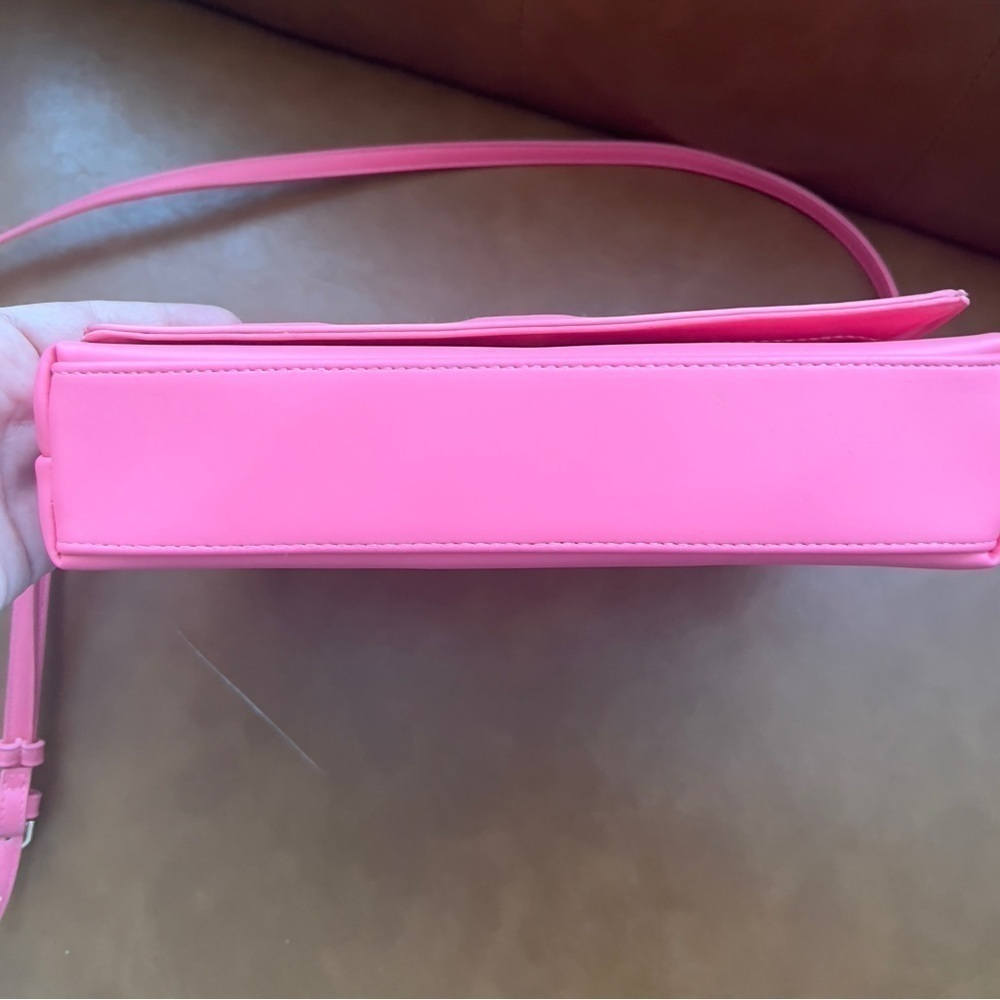 A New Day Pink Basket Weave Woven Barbie Crossbody Shoulder Bag Purse - Picture 7 of 11